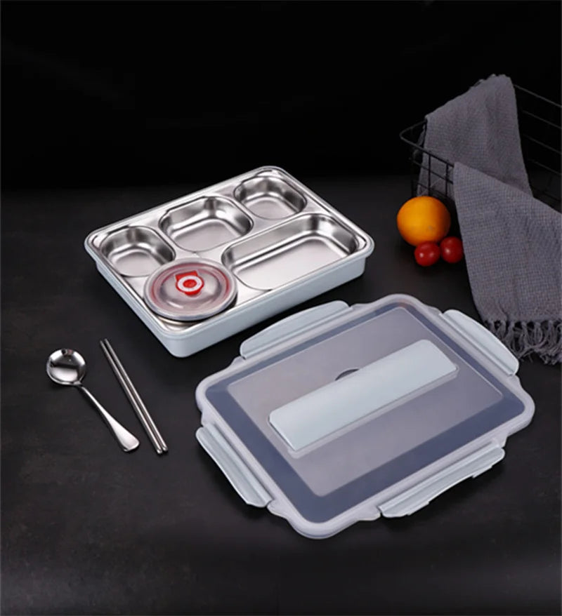 304 Stainless steel Insulation lunch box with Tableware Office Worker Student microwave oven Heating food container lunch box