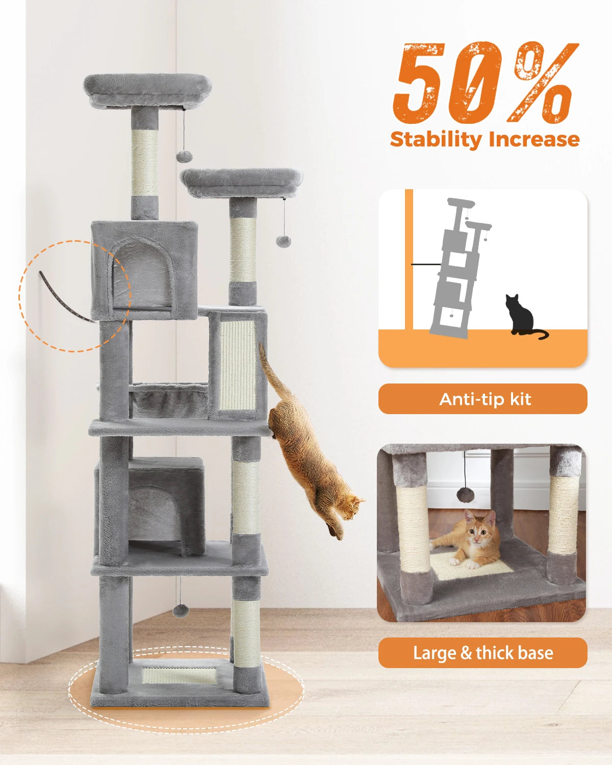 Multi-Level Cat Tree Cat Condo Scratching post for Kitten Furniture Large Cat Tower Cat Scrapers Cat Accessories Pet Cat Toys