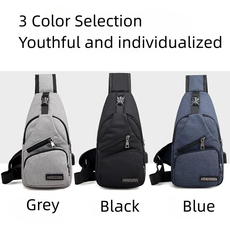 Fashion Boys Shoulder Bag USB Rechargeable Crossbody Bag Men's Anti-theft Multifunctional Chest Bag‘s Travel Backpack Handbag