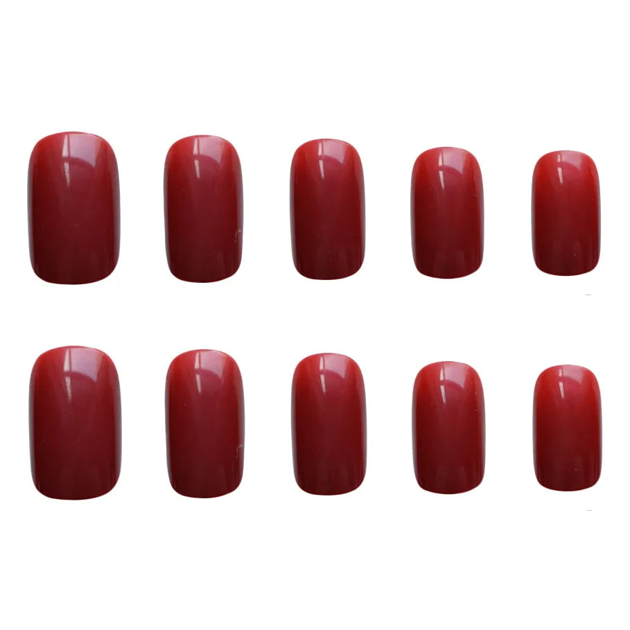 24pcs Jelly Red Long Mini Wearing False Nails Elegant Solid Colorful Seamless Removable Full Coverage Press On Fake Nails Art