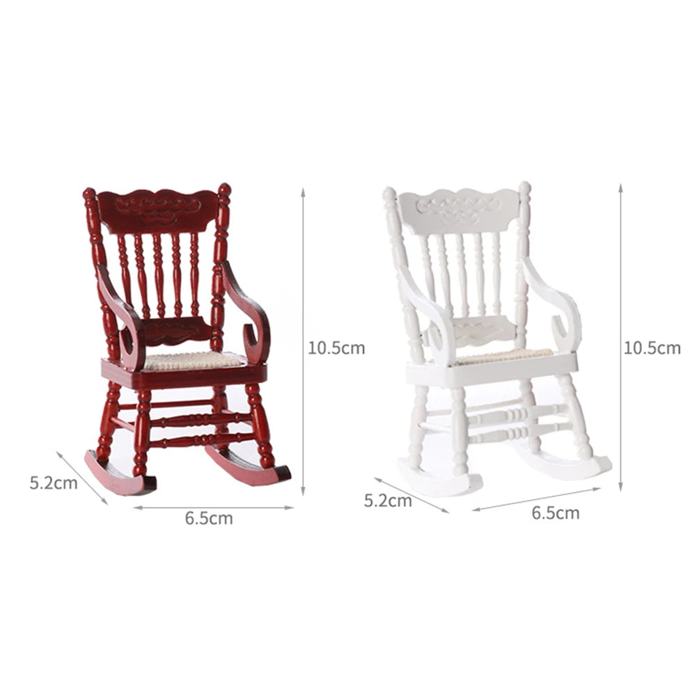 1/12 Wooden Furniture Dollhouse Accssories Bedroom Furniture Miniature Rocking Chair for Doll Houses Miniature Items Furniture