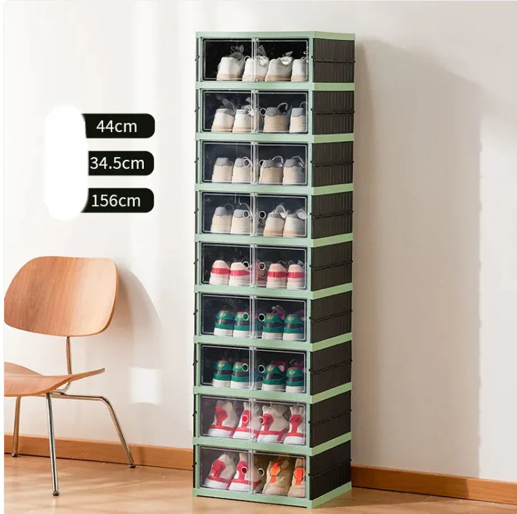 Clear Fold Double Row Shoe Storage Box – Transparent Foldable Organizer