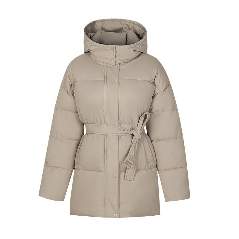 Korean Style Women's Thick Hooded British Style Cotton-padded Coat