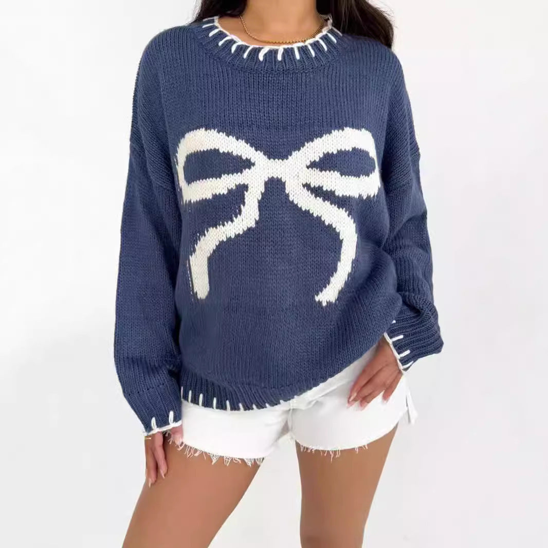 Fashion Special Women's Clothing Bow Brocade Sweater