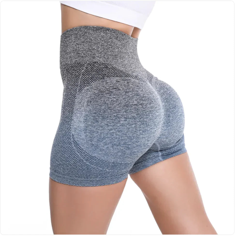 Peach High-Waist Gradient Yoga Shorts