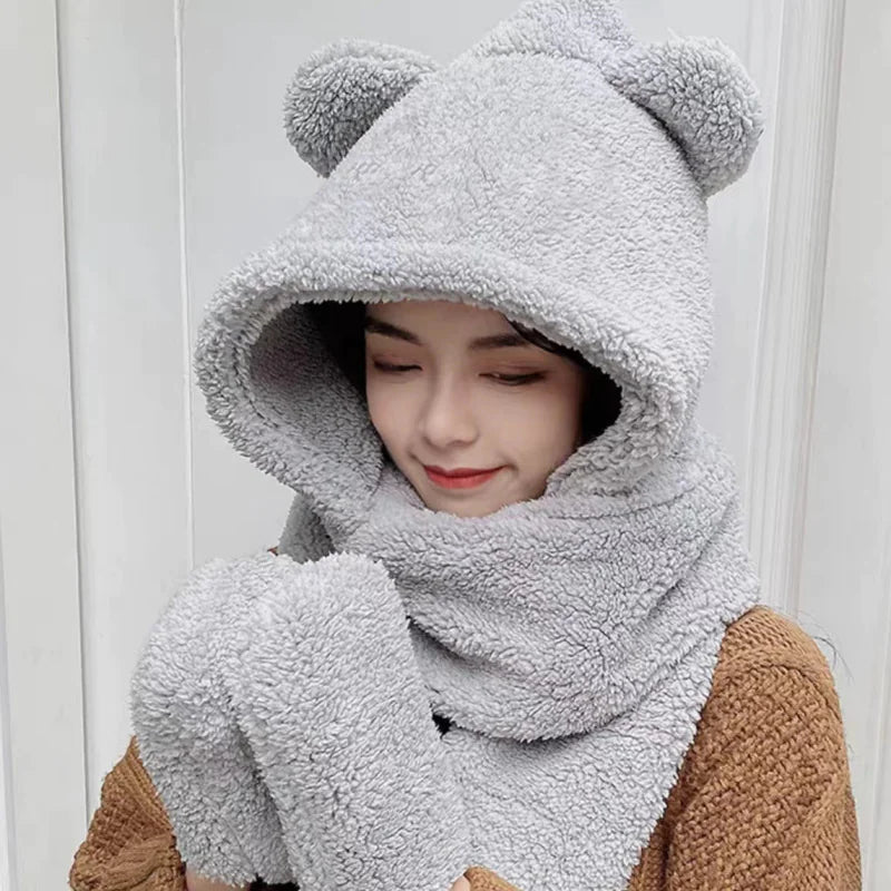 Bear 3PC (Ears, Scarf, Gloves) Set for Winters