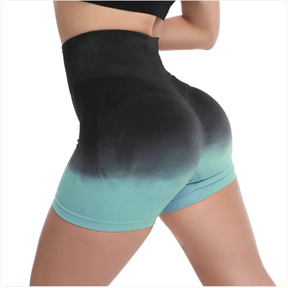 Peach High-Waist Gradient Yoga Shorts